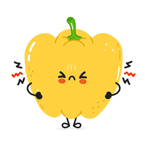 Cute Angry Pepper Character Vector Hand Drawn Cartoon Kawaii Character — Stok Vektör