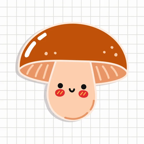 Funny Cute Mushroom Vector Hand Drawn Doodle Style Cartoon Character — ストックベクタ