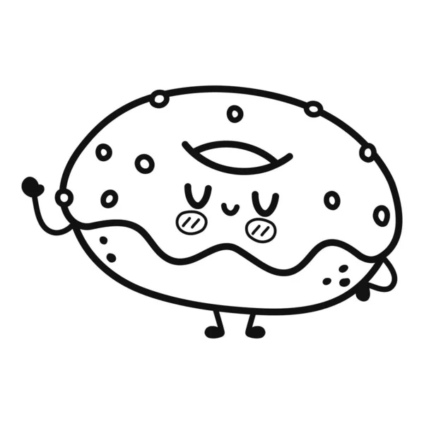 Смешной Милый Счастливый Набор Пончиков Символов Векторный Рисунок Иконки Персонажа — стоковый вектор