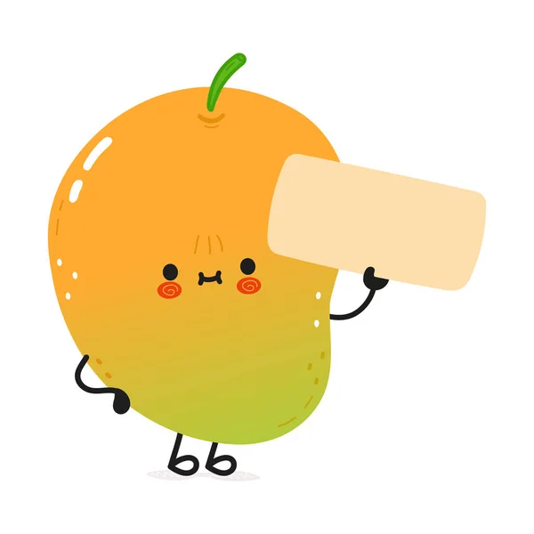 Mignon Personnage Drôle Mangue Avec Affiche Vecteur Dessin Main Dessin — Image vectorielle