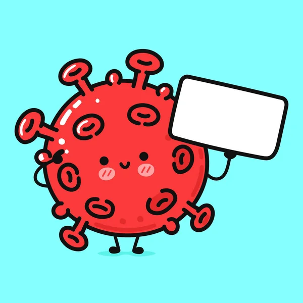 Cute Funny Virus Poster Vector Hand Drawn Cartoon Kawaii Character — Stock vektor