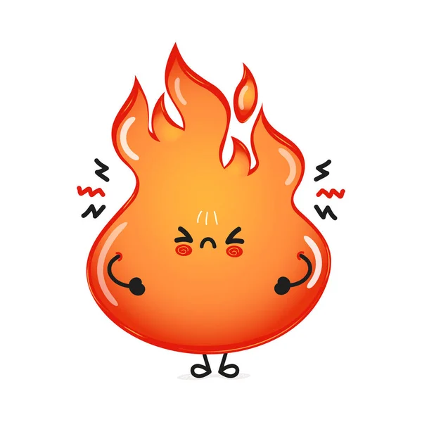 Cute Sad Fire Character Vector Hand Drawn Cartoon Kawaii Character — 图库矢量图片