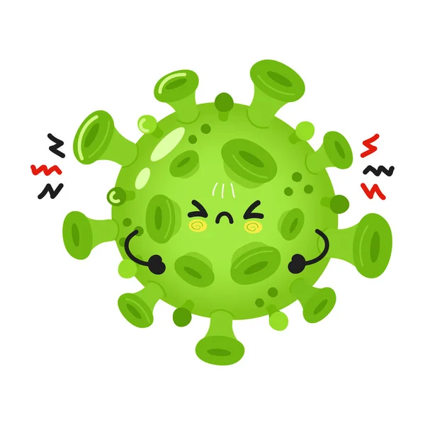 Leuke Trieste Virusfiguur Vector Hand Getekend Cartoon Kawaii Teken Illustratie — Stockvector