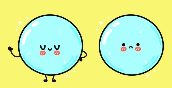 Cute Funny Soap Bubble Waving Hand Vector Hand Drawn Cartoon — ストックベクタ