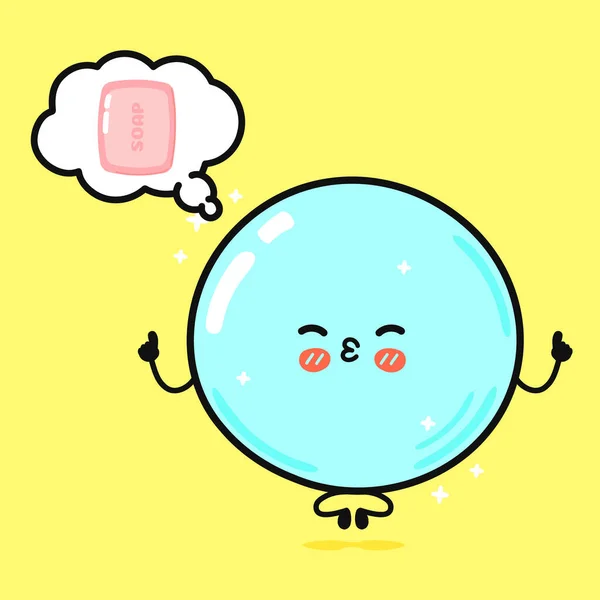 Cute Funny Soap Bubble Speech Bubble Vector Hand Drawn Cartoon — Stockvektor