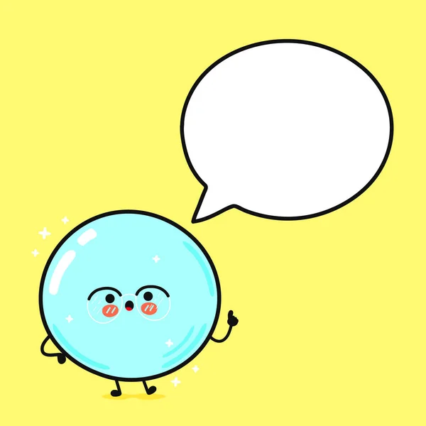 Cute Funny Soap Bubble Speech Bubble Vector Hand Drawn Cartoon — стоковый вектор