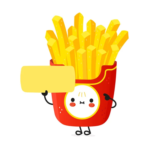 Χαρακτήρας Αφίσας Τηγανητές Πατάτες Vector Χέρι Ζωγραφισμένα Κινούμενα Σχέδια Kawaii — Διανυσματικό Αρχείο