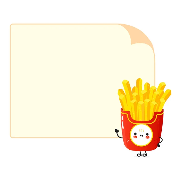 French Fries Poster Character Vector Hand Drawn Cartoon Kawaii Character — Stock Vector