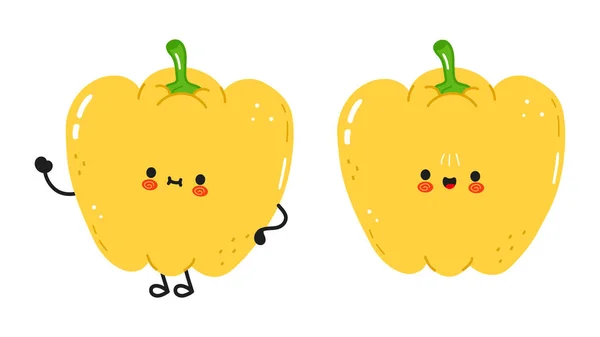 Cute Funny Pepper Character Vector Hand Drawn Cartoon Kawaii Character — Stock vektor