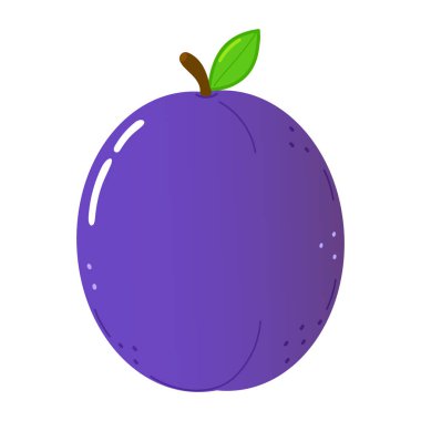Cute funny plum character. Vector hand drawn cartoon kawaii character illustration icon. Isolated on white background. Happy plum character concept