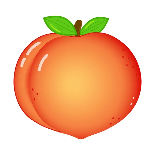 Cute Funny Peach Character Vector Hand Drawn Cartoon Kawaii Character — Stockvector