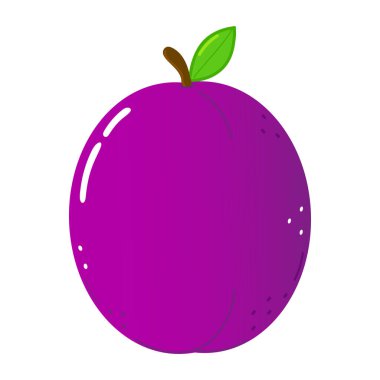Cute funny plum character. Vector hand drawn cartoon kawaii character illustration icon. Isolated on white background. Happy plum character concept
