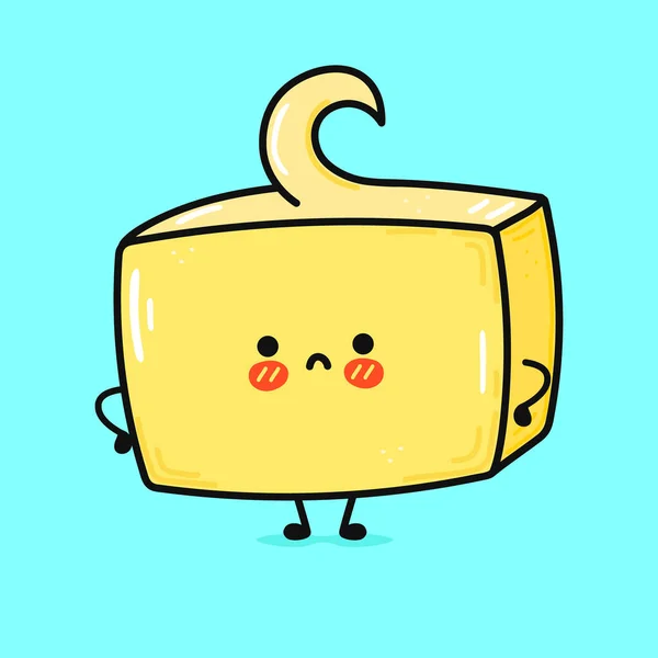 Cute Angry Butter Character Vector Hand Drawn Cartoon Kawaii Character — Image vectorielle