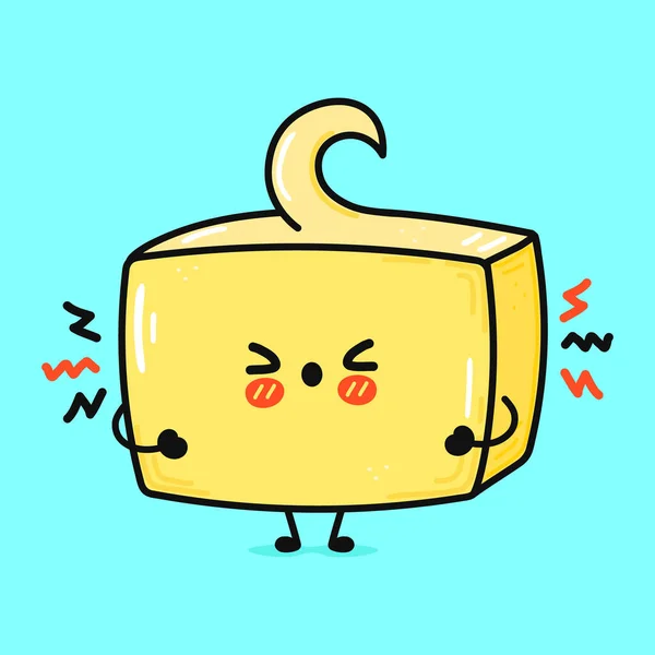 Cute Sad Butter Character Vector Hand Drawn Cartoon Kawaii Character — Stockvektor