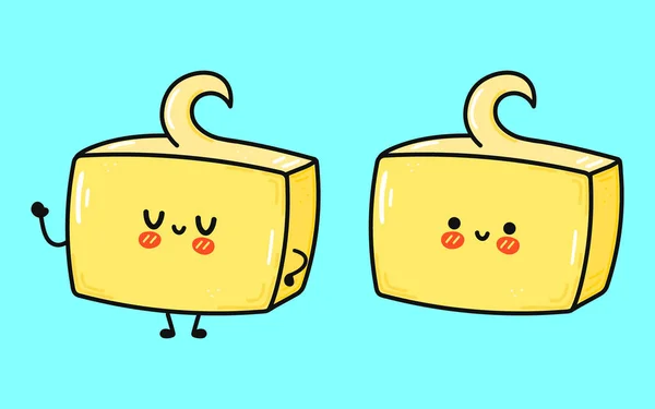 Cute Funny Butter Vector Hand Drawn Cartoon Kawaii Character Illustration — Stockvector