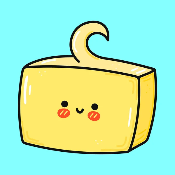 Cute Funny Butter Vector Hand Drawn Cartoon Kawaii Character Illustration — Stok Vektör