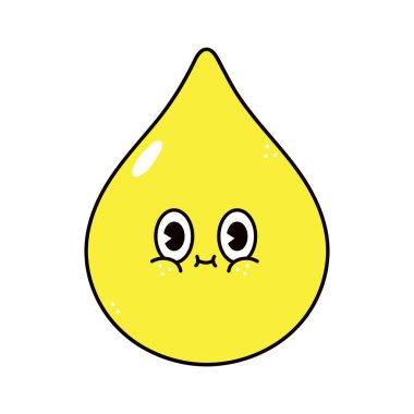 Cute funny drop of urine character. Vector hand drawn traditional cartoon vintage, retro, kawaii character illustration icon. Isolated on white background. Drop of urine character concept