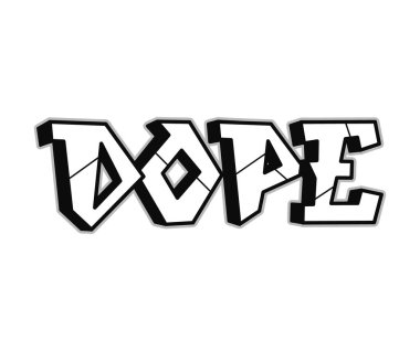 Dope word trippy psychedelic graffiti style letters.Vector hand drawn doodle cartoon logo dope illustration. Funny cool trippy letters, fashion, graffiti style print for t-shirt, poster concept