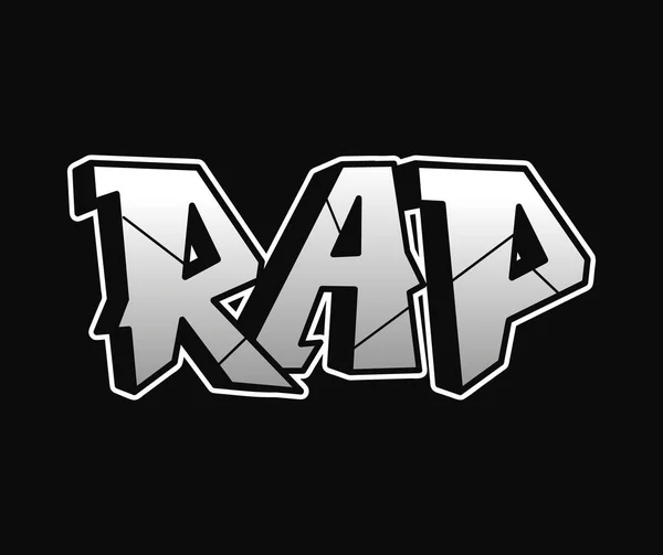 Rap Word Trippy Psychedelic Graffiti Style Letters Vector Hand Drawn — Vetor de Stock