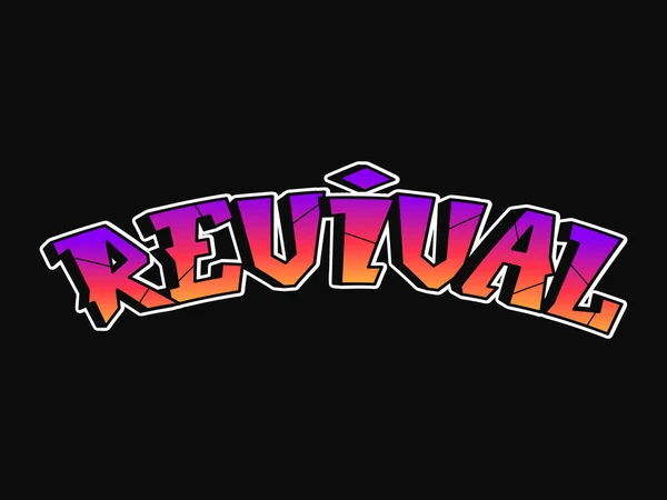 Revival Word Trippy Psychedelic Graffiti Style Letters Vector Hand Drawn — Διανυσματικό Αρχείο