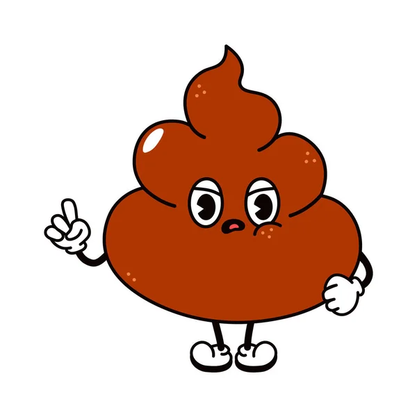 Cute Funny Angry Poop Character Vector Hand Drawn Traditional Cartoon — Stok Vektör