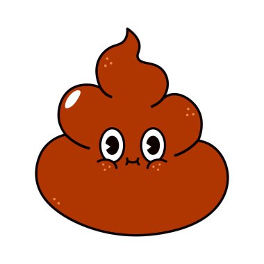 Cute funny poop character. Vector hand drawn traditional cartoon vintage, retro, kawaii character illustration icon. Isolated white background. Happy Turd character concept clipart