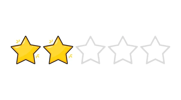 面白いかわいい幸せな2つ星文字バンドルセット ベクトル手描きドアスタイル漫画キャラクターイラストアイコンデザイン 白い背景に隔離されている かわいい二つ星マスコットキャラクターコレクション — ストックベクタ