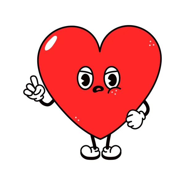 Симпатичный Сердитый Сердцеед Векторный Ручной Рисунок Традиционного Мультфильма Винтажный Ретро — стоковый вектор