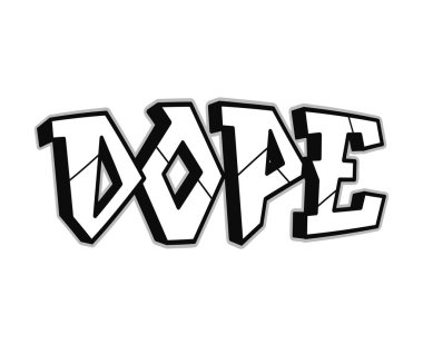 Dope word trippy psychedelic graffiti style letters.Vector hand drawn doodle cartoon logo dope illustration. Funny cool trippy letters, fashion, graffiti style print for t-shirt, poster concept
