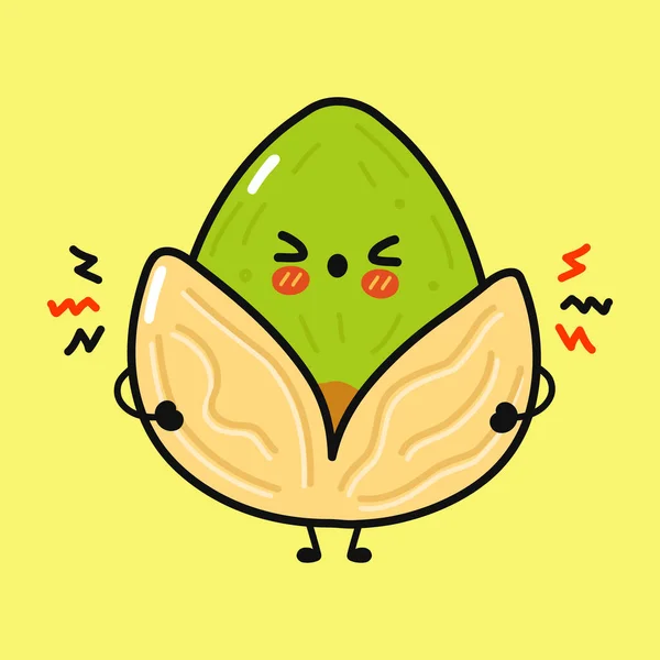 Lindo Personaje Pistacho Enojado Vector Dibujado Mano Caricatura Kawaii Carácter — Archivo Imágenes Vectoriales