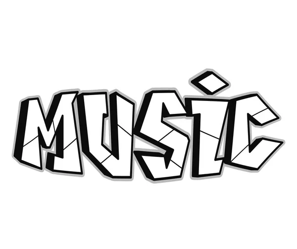 Musik Wort Trippy Psychedelischen Graffiti Stil Letters Vector Hand Gezeichnet — Stockvektor