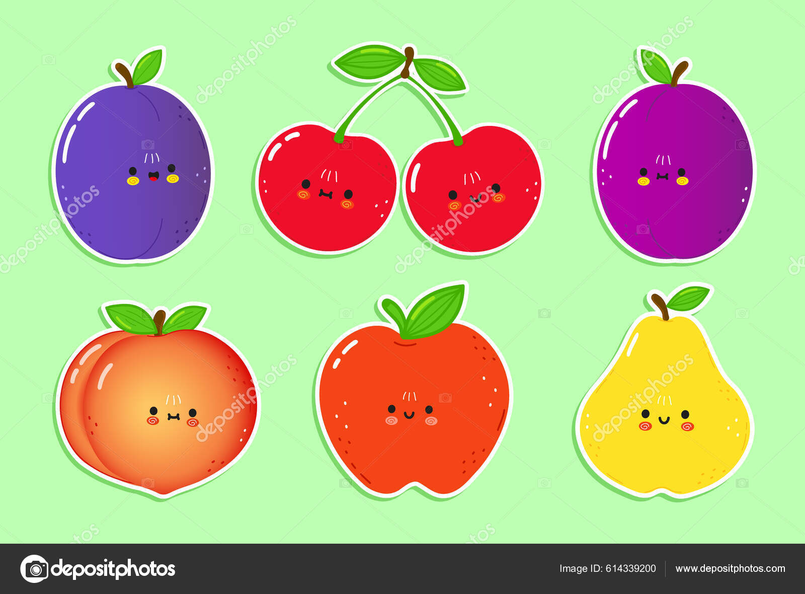 Desenhos de frutas desenhados à mão para colorir pacote de desenhos  animados