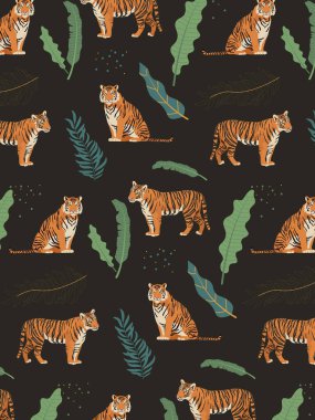 Şablon Çin Kaplanı, Tropik yapraklar ve noktalar