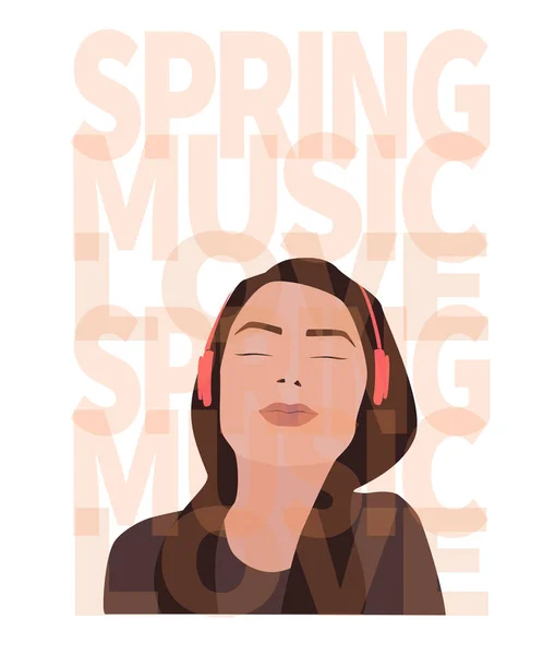 Baharda kulaklıkla müzik dinleyen bir kız