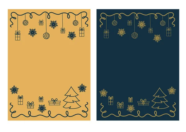 雪の結晶 贈り物やクリスマスツリーからエレガントな冬のデザインのポストカード招待状 — ストックベクタ