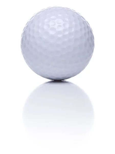 Bola Golfe Com Reflexão Sobre Fundo Branco — Fotografia de Stock