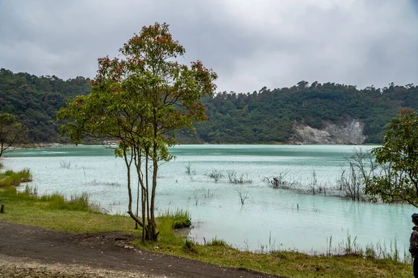 Het uitzicht op het Blauwe Meer en de natuurlijk groene Bergen — Stockfoto