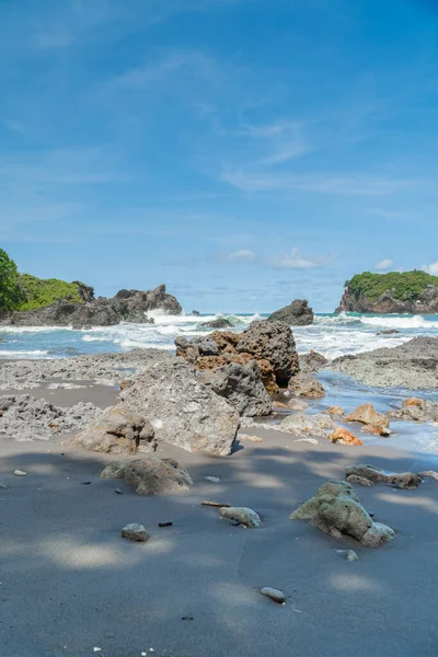 Vista Natural Costa Indonesia Cuando Clima Soleado Karang Tawulan Turismo — Foto de Stock