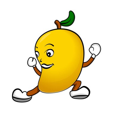 Mango meyveli karikatür maskot çizimi