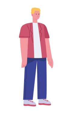 Sarışın adam ayakta duruyor