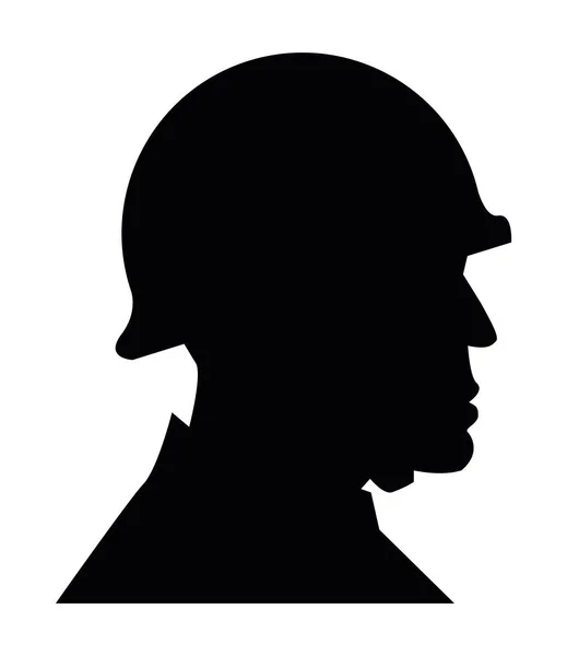 Silhouette profil soldat — Image vectorielle