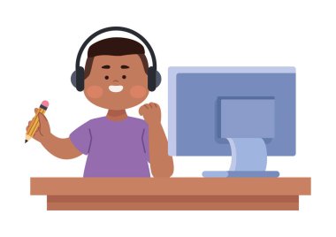 Çevrimiçi sınıfta afro çocuk