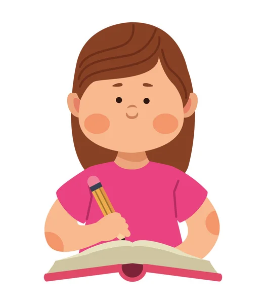 Écolière écrit dans un carnet — Image vectorielle