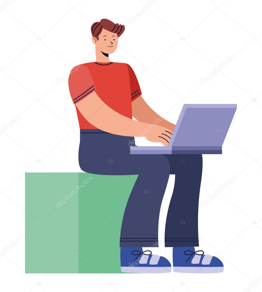 wman seated using laptop