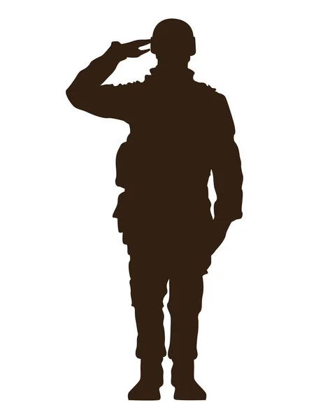 Soldat saluant silhouette — Image vectorielle