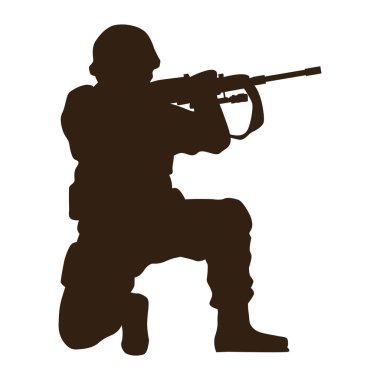 Asker keskin nişancı siluetini işaret ediyor