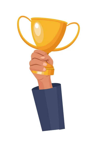 Hand with trophy cup — Stock Vector