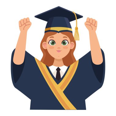 Kızıl saçlı kız mezuniyetini kutluyor