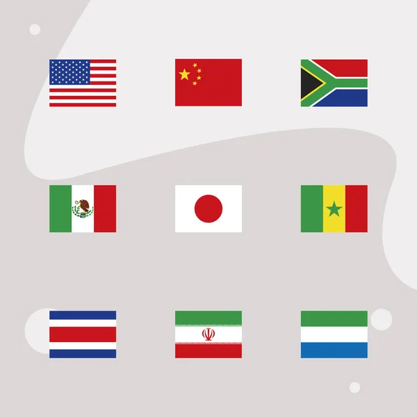 Neuf drapeaux de pays — Image vectorielle
