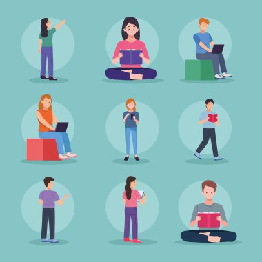 grup dokuz öğrenci.